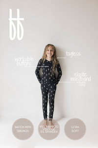 Bamboo Two Piece Pajamas | Midnight Lightning Bolt