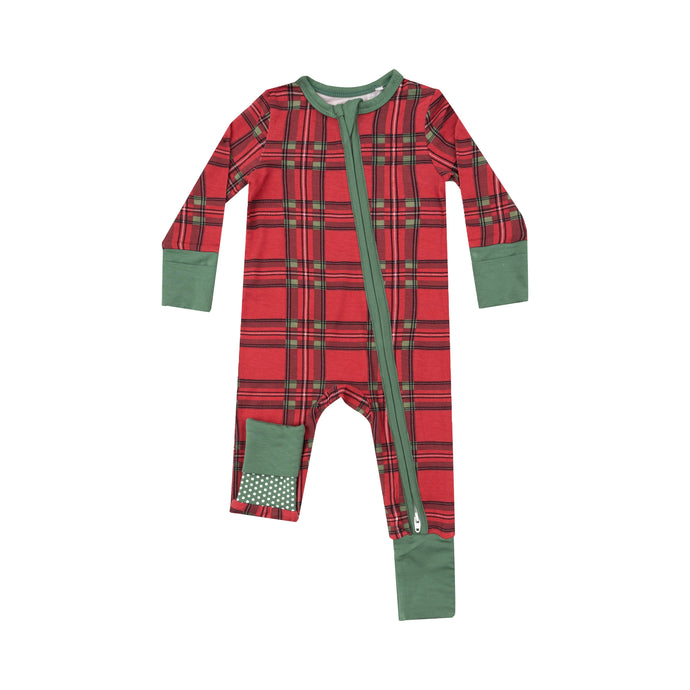 2 Way Zipper Romper - Vintage Holiday Plaid