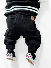 Load image into Gallery viewer, Cargo Denim Jogger - Black Wash