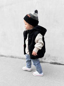 Hooded Puffer Vest - Black