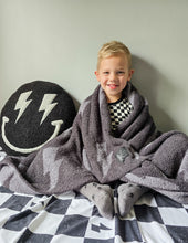 Load image into Gallery viewer, Black + Charcoal Bolt Cozy Blanket