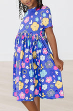 Load image into Gallery viewer, Floral Frenzy S/S Pocket Twirl Dress