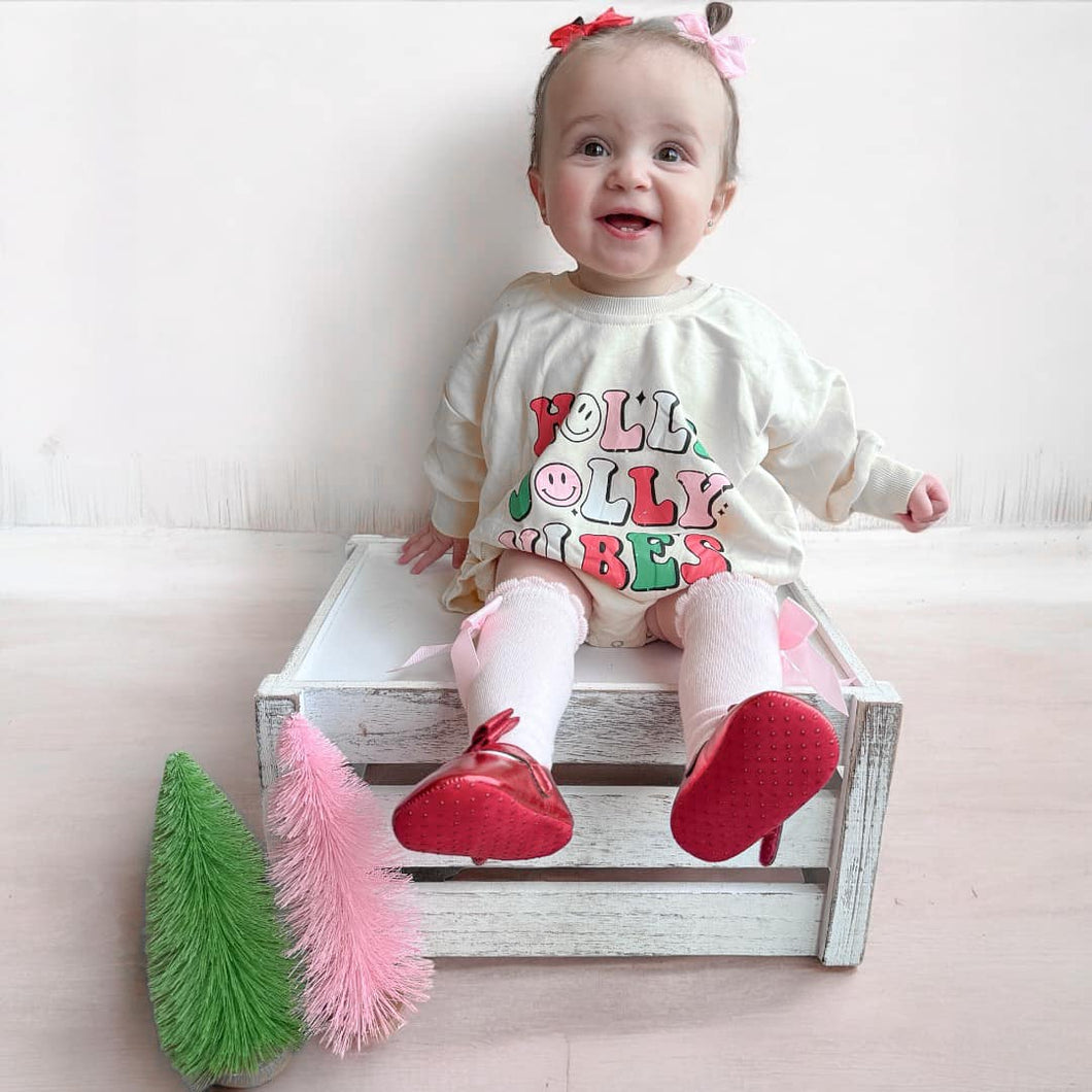 Holly Jolly Vibes Christmas Sweatshirt Romper