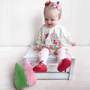 Holly Jolly Vibes Christmas Sweatshirt Romper