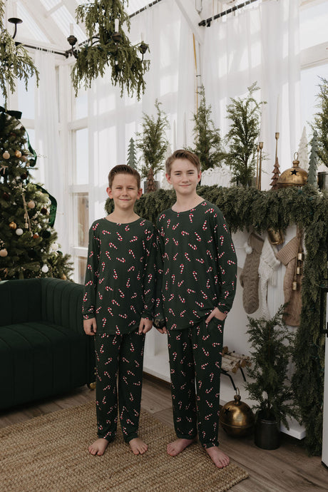 Pre-Teen Straight Leg Bamboo Pajamas | Candy Cane Lane