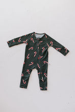 Load image into Gallery viewer, Bamboo Zip Pajamas | Candy Cane Lane