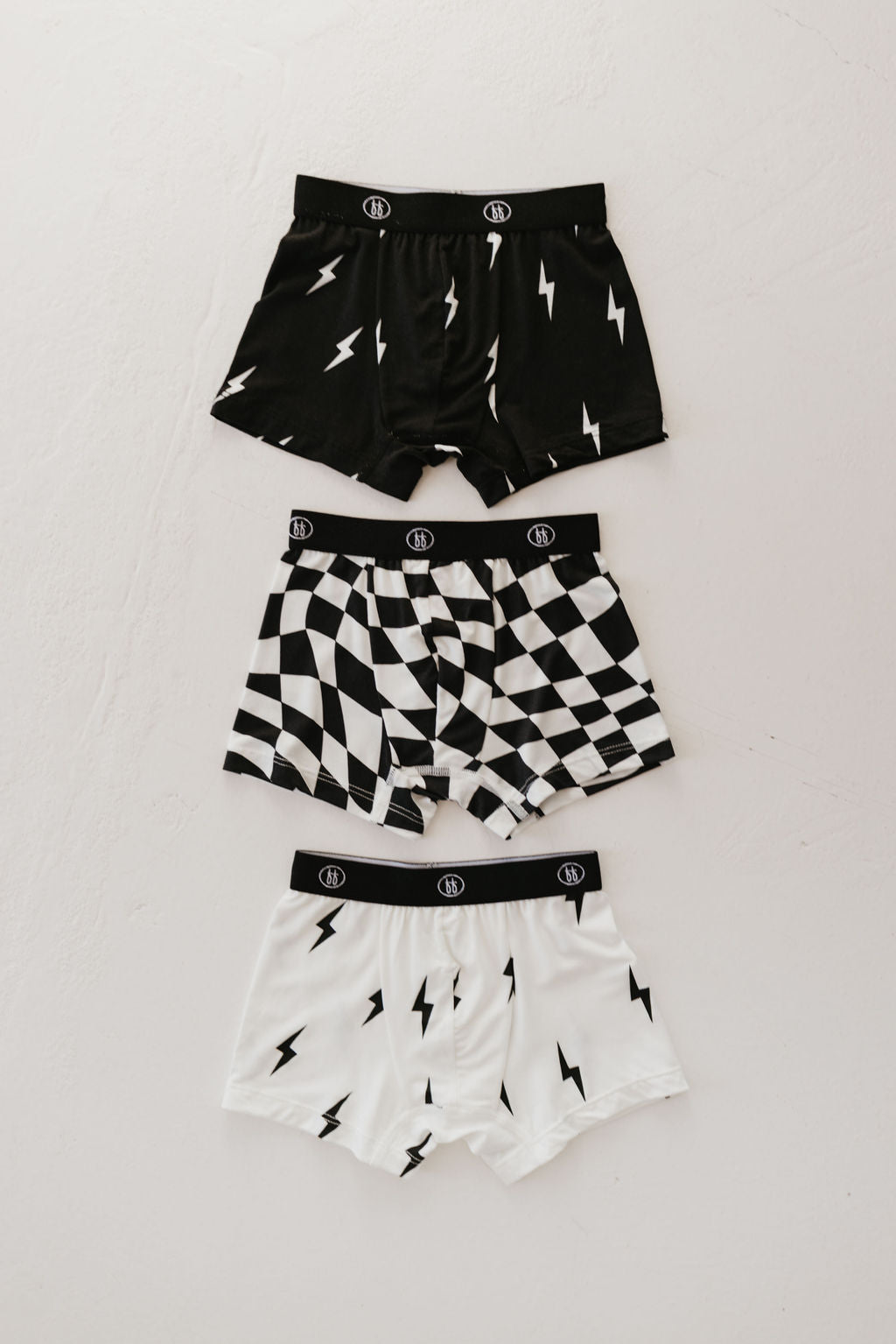 Bamboo Boxers (3 Pack) | Black and White Lightning Bolt & Wavy Checkerboard