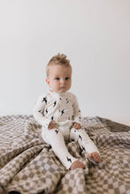 Load image into Gallery viewer, Bamboo Zip Pajamas | White &amp; Black Lightning Bolt