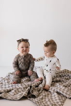 Load image into Gallery viewer, Bamboo Zip Pajamas | Faded Brown Checkerboard