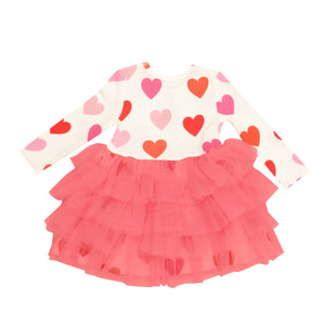 L/S Layered Tulle Dress - Big Hearts