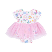 Load image into Gallery viewer, Twirly Short Sleeve Tutu Bodysuit Dress - Easter Bunnies Pink