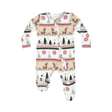 Load image into Gallery viewer, 2 Way Zipper Footie - Reindeer Fair Isle