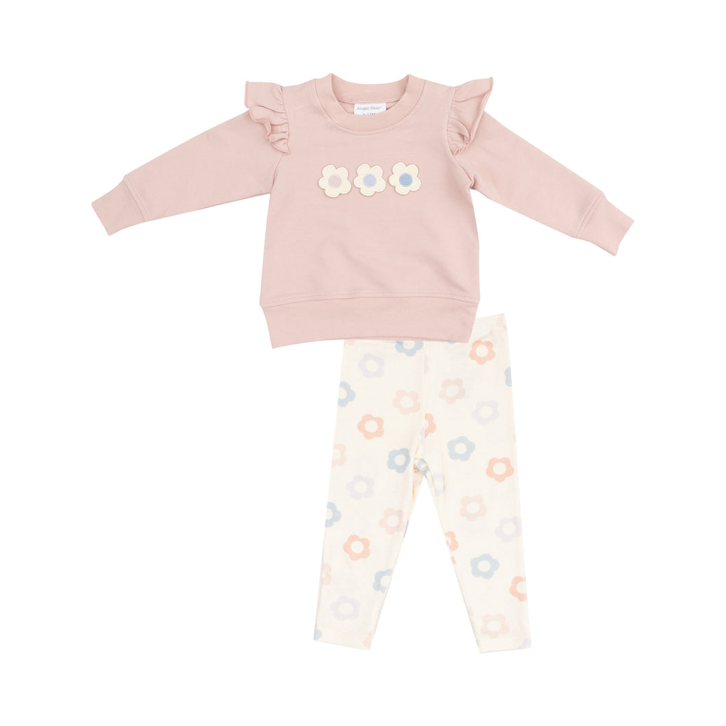 French Terry Ruffle Sweatshirt + Leggings - Daisy Pop