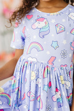 Load image into Gallery viewer, Galactic Unicorns S/S Pocket Twirl Dress