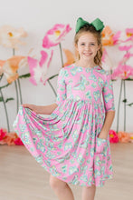 Load image into Gallery viewer, Butterfly Garden 3/4 Sleeve Pocket Twirl Dress