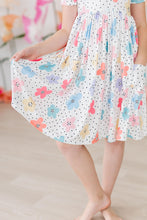 Load image into Gallery viewer, Dots &amp; Daisies S/S Pocket Twirl Dress