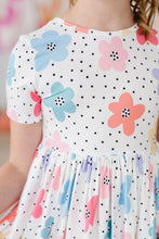 Load image into Gallery viewer, Dots &amp; Daisies S/S Pocket Twirl Dress