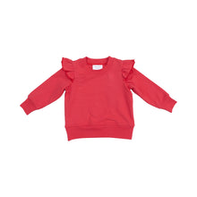 Load image into Gallery viewer, Ruffle Shoulder Sweatshirt - Red French Terry