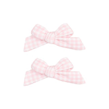 Load image into Gallery viewer, 2 Pack Hair Bow with Clips - Mini Gingham Pink