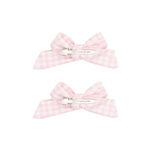 Load image into Gallery viewer, 2 Pack Hair Bow with Clips - Mini Gingham Pink