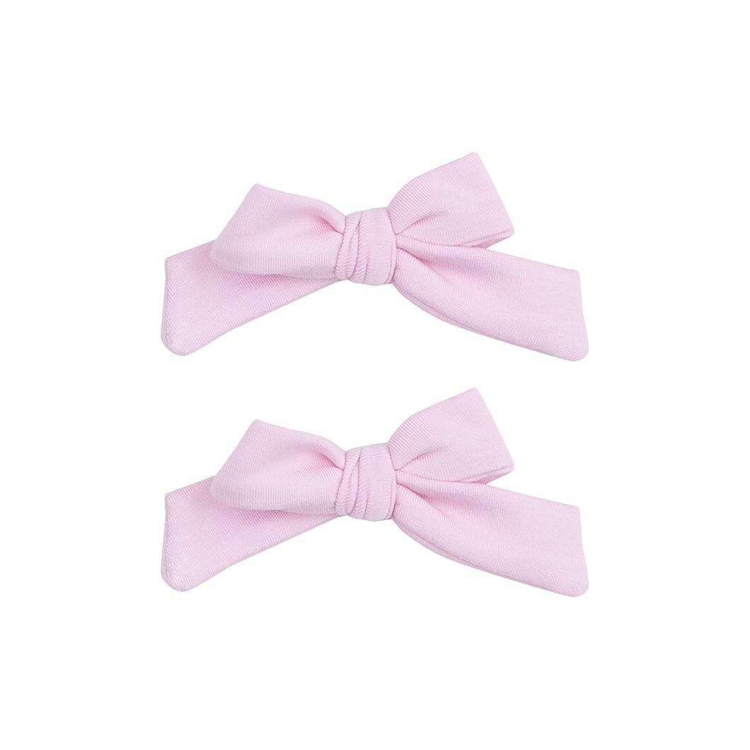 2 Pack Hair Bow with Clip - Solid Nosegay Pink