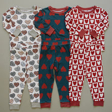 Load image into Gallery viewer, Navy + Red Hearts Ribbed Bamboo Cozy Set