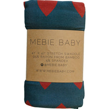 Load image into Gallery viewer, Navy + Red Hearts Bamboo Stretch Swaddle