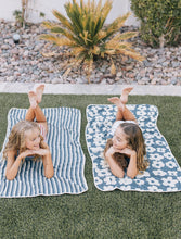 Load image into Gallery viewer, Blue Stripe Organic Cotton Beach Towel