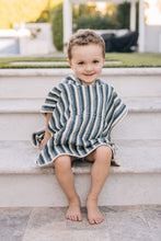 Load image into Gallery viewer, Blue Stripe Organic Cotton Beach Poncho