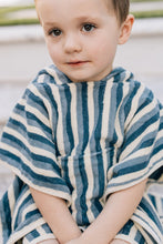 Load image into Gallery viewer, Blue Stripe Organic Cotton Beach Poncho