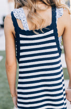 Load image into Gallery viewer, Navy Stripe Knit Tank Dress