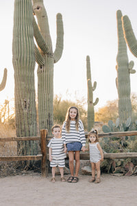 Sage + Navy Stripe Knit Short Set