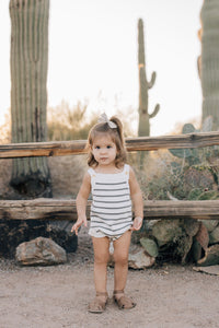 Sage Stripe Knit Bubble Romper