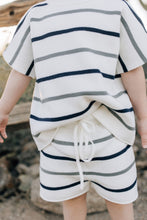 Load image into Gallery viewer, Sage + Navy Stripe Knit Short Set