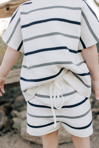 Sage + Navy Stripe Knit Short Set