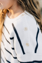 Load image into Gallery viewer, Navy Stripe Knit Sweater