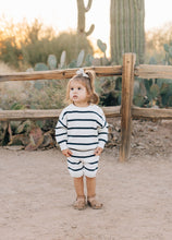 Load image into Gallery viewer, Navy Stripe Knit Shorts