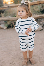 Load image into Gallery viewer, Navy Stripe Knit Shorts