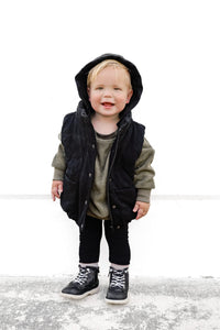 Hooded Puffer Vest - Black