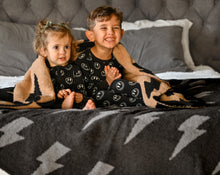 Load image into Gallery viewer, Black + Charcoal Bolt Cozy Blanket