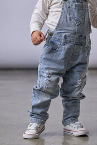 Distressed Denim Overall - Light Wash