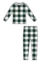 Load image into Gallery viewer, Bamboo Two Piece Pajamas | Evergreen Gingham | ff club