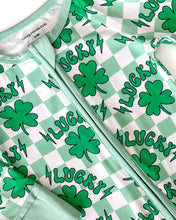 Load image into Gallery viewer, Bamboo Zip Romper | Lucky Shamrock