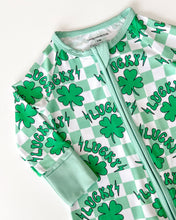 Load image into Gallery viewer, Bamboo Zip Romper | Lucky Shamrock