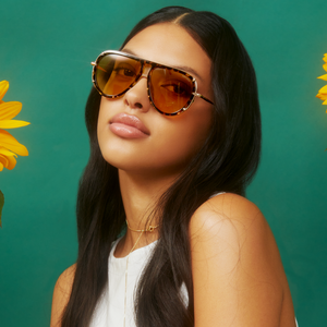 Ivy Luxe - Yellow Tangle-Free Round Aviator Sunglasses