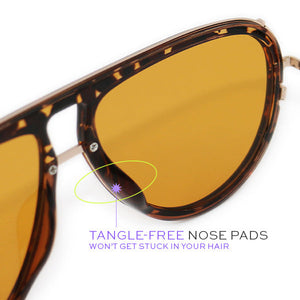 Ivy Luxe - Yellow Tangle-Free Round Aviator Sunglasses