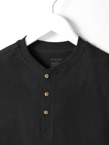 Adult Ribbed Henley - Black