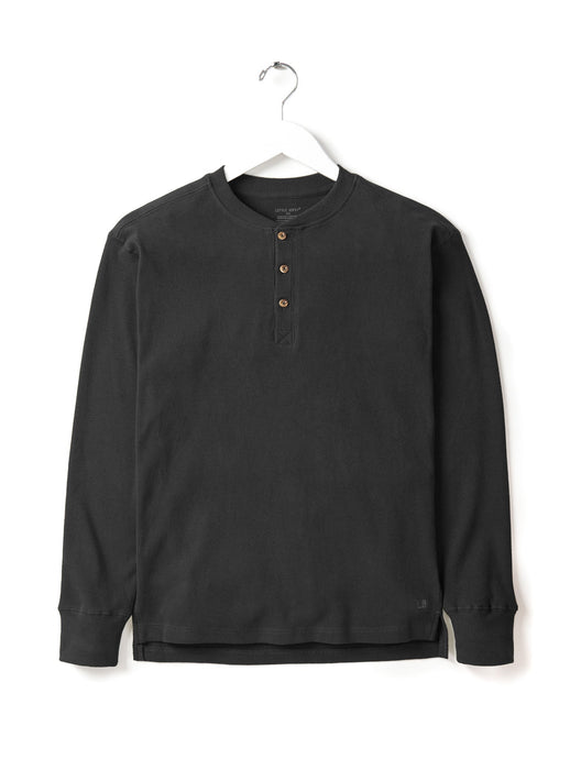 Adult Ribbed Henley - Black