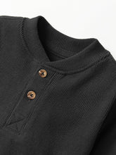 Load image into Gallery viewer, Ribbed Henley - Black