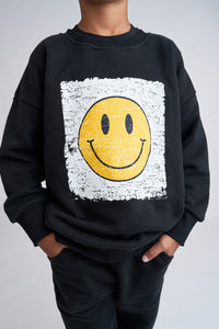 Smiley Elevated Crewneck - Black